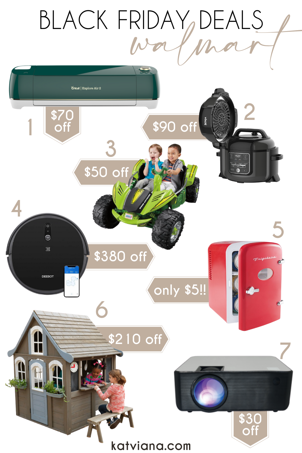 The best Black Friday deals from Walmart: Cricut machine for $70 off, robot vacuum for $380 off, mini 6-can fridge/skincare fridge for only $5 and child playhouse for $210 off! | Kat Viana