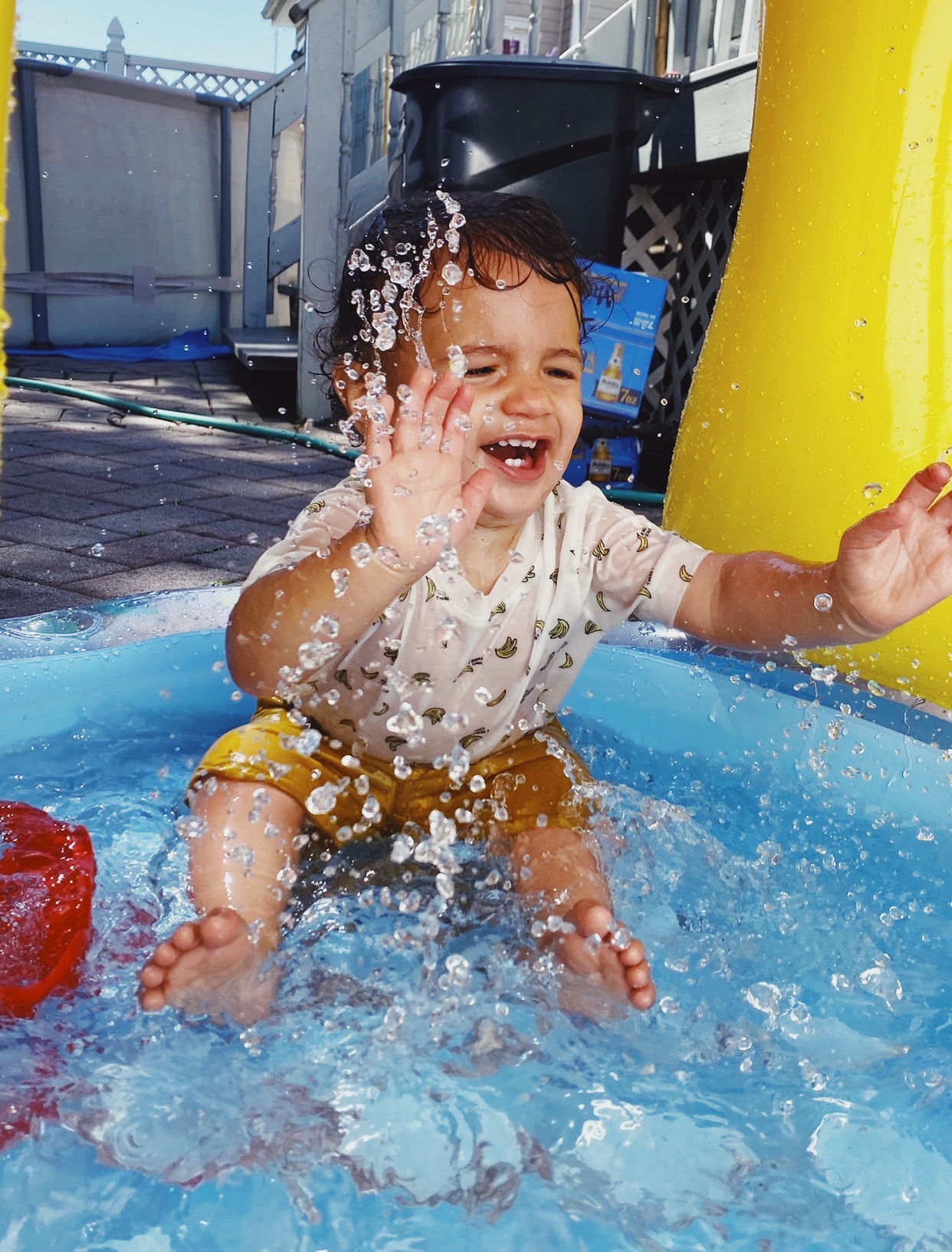 Sebastian splashing in his new mushroom baby pool | Baby must have items | Kat Viana