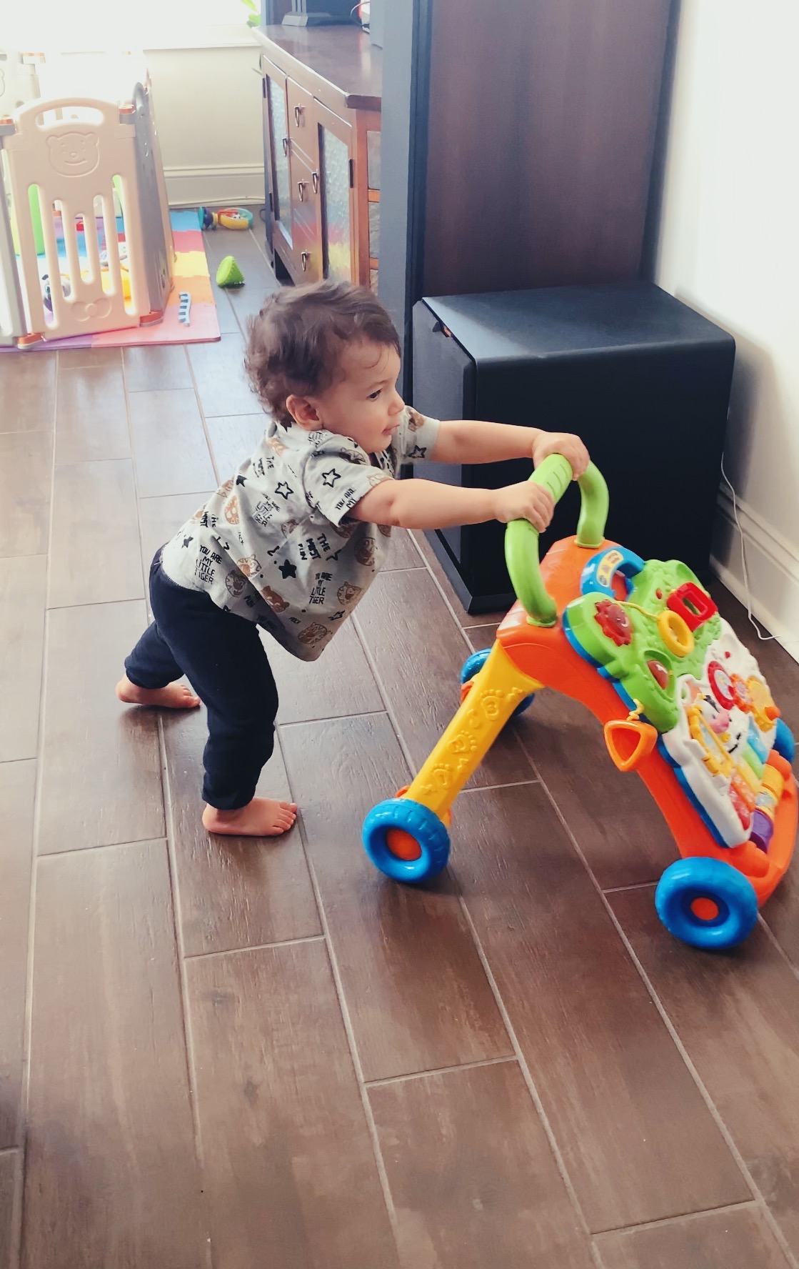 Sebastian learning to walk with his learning walker | Baby must have items | Kat Viana